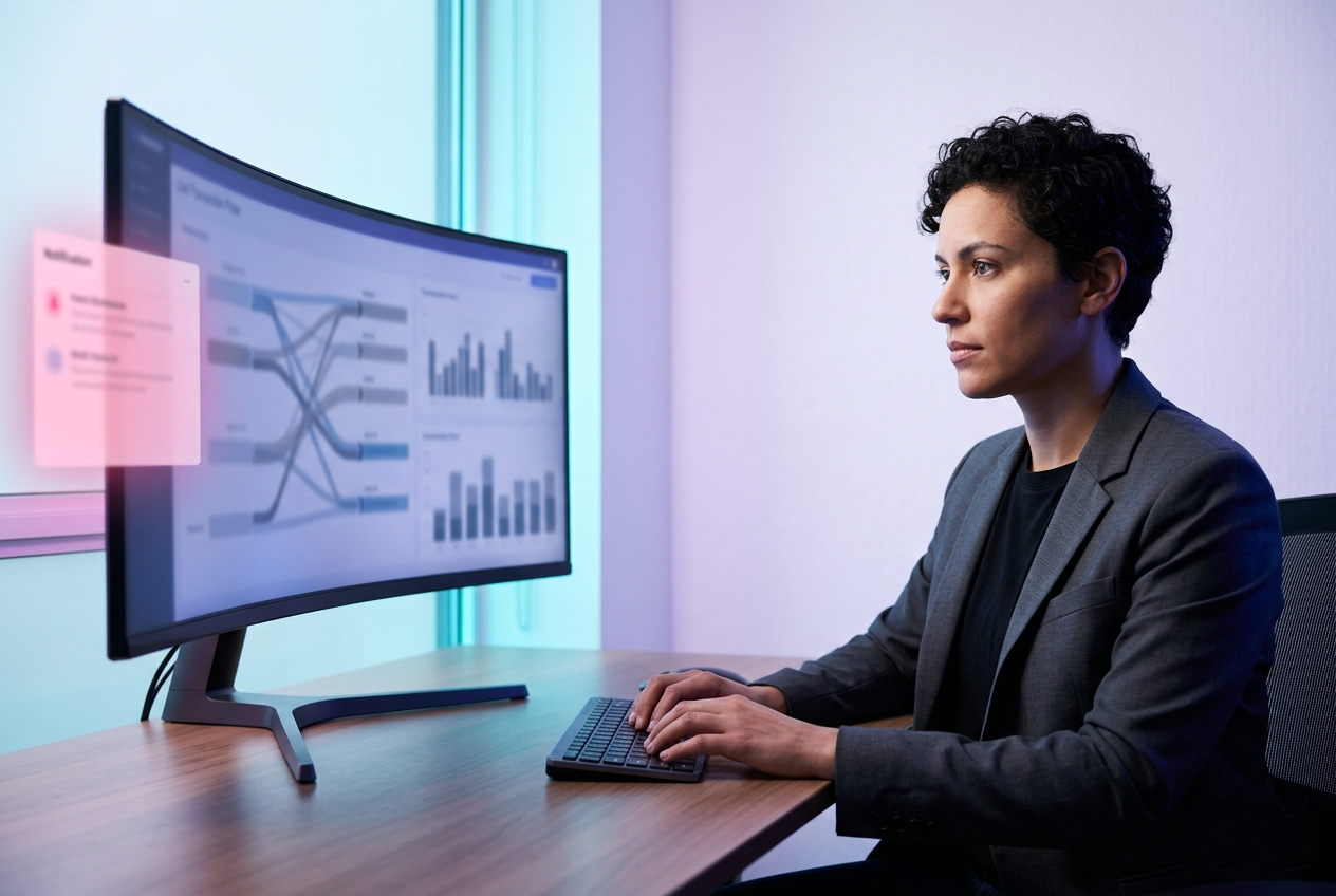 Operations analyst monitoring chargeback alerts